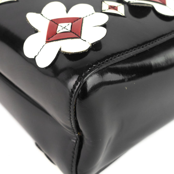 convertible spazzolato leather flower appliqué tote bag