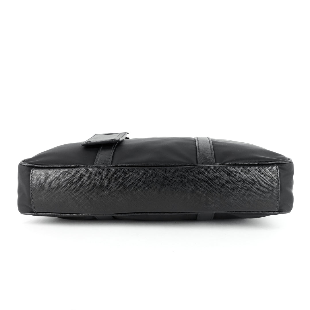 convertible tessuto nylon and saffiano leather briefcase bag