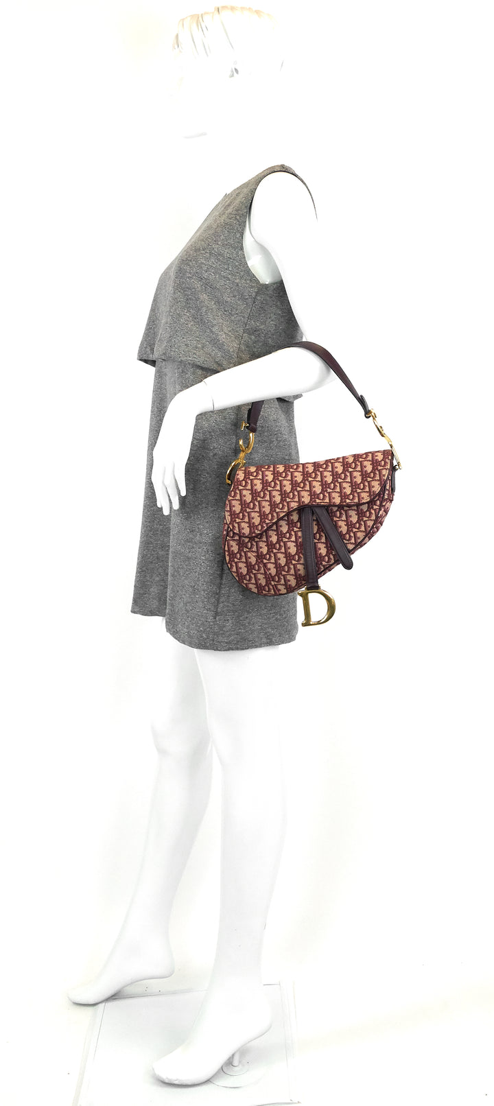 red oblique jacquard saddle bag