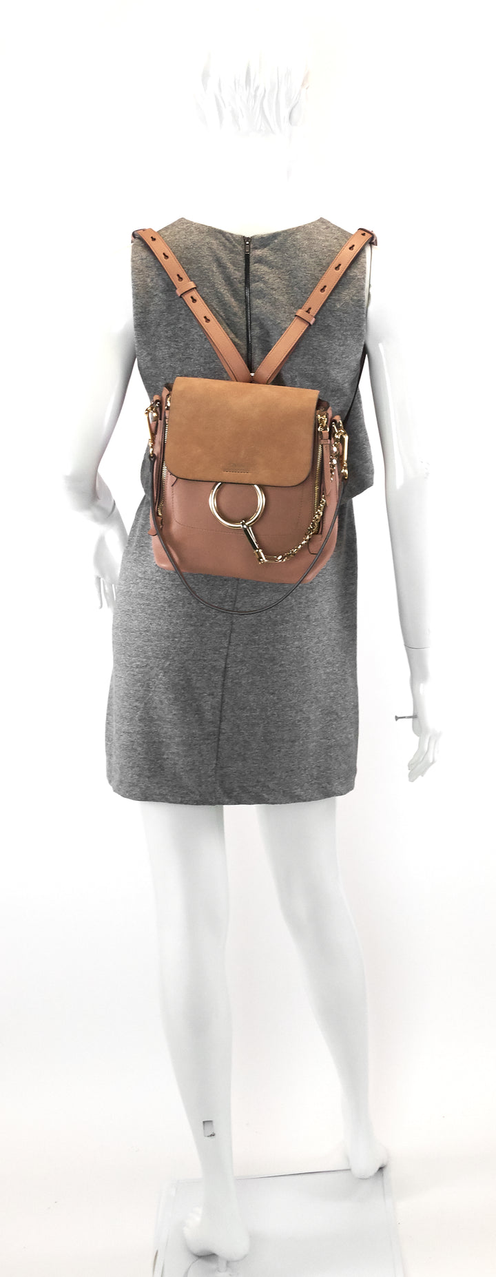 faye medium leather and suede backpack