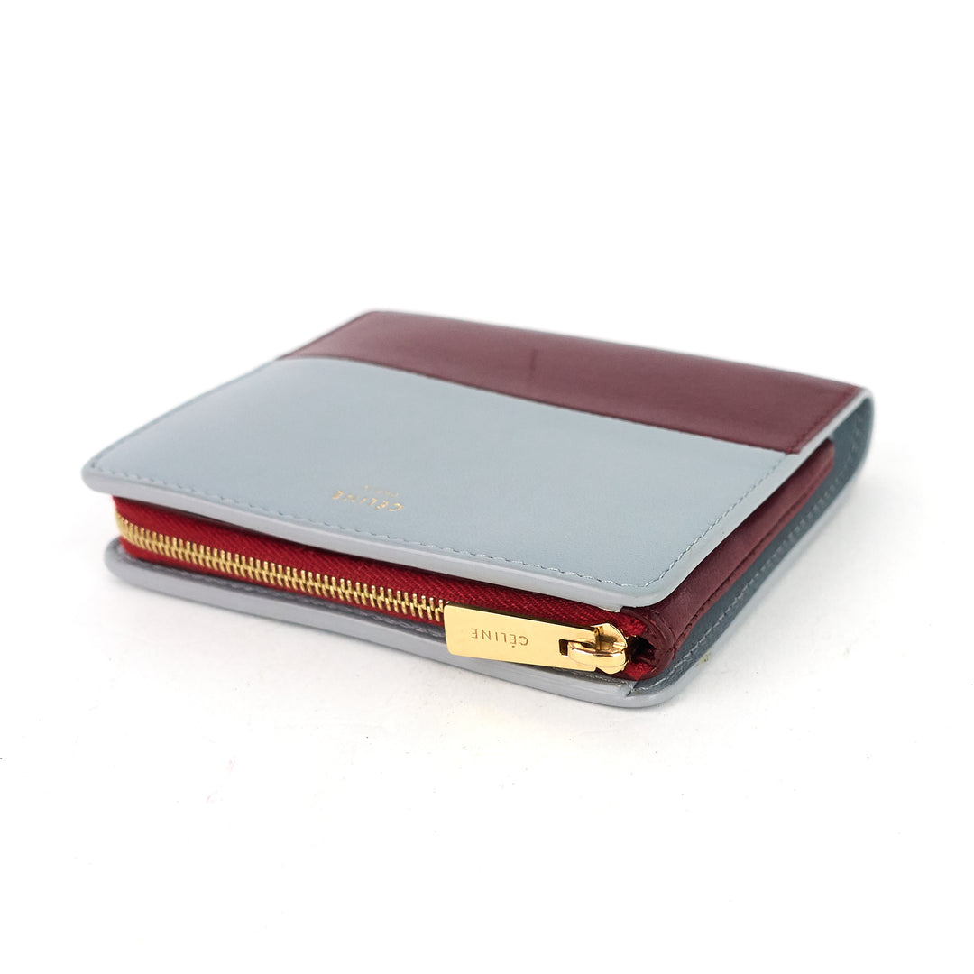 compact zip two-tone square lambskin wallet