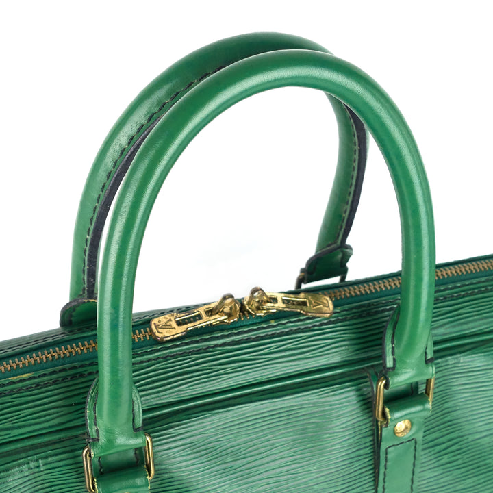 porte-documents voyage green epi leather briefcase bag