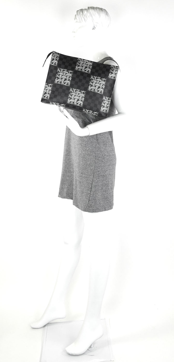 pochette voyage rope damier graphite canvas clutch bag
