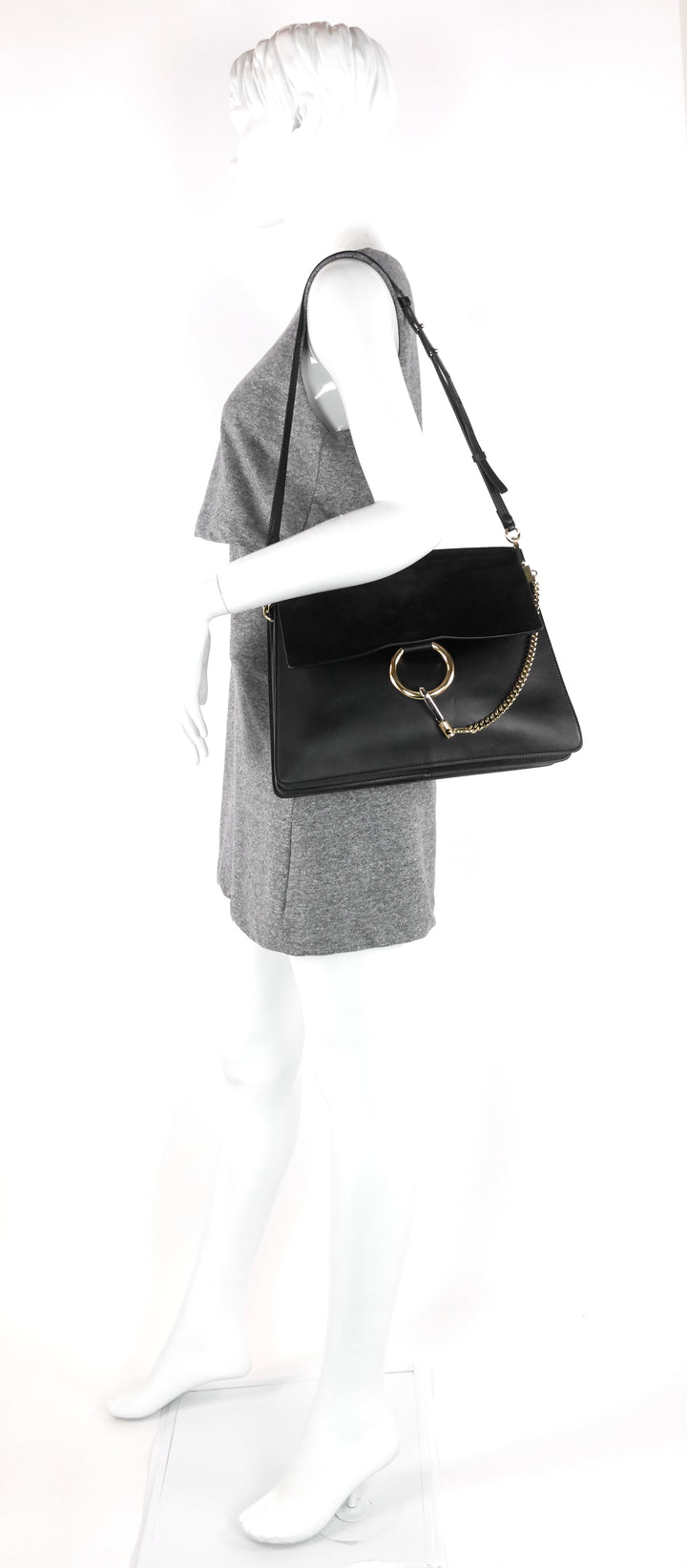 faye medium suede and leather bag