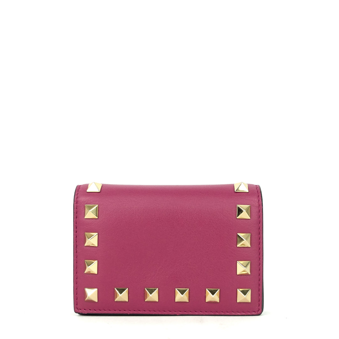 rockstud french flap small leather wallet