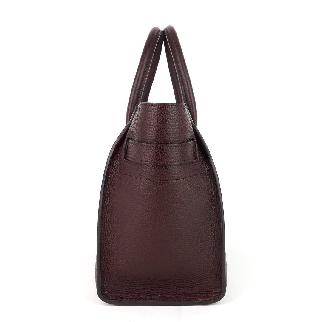 mulberry small bayswater zipped natural grain leather bag