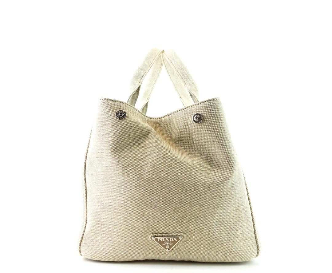 mistolino canvas with flower applique tote bag