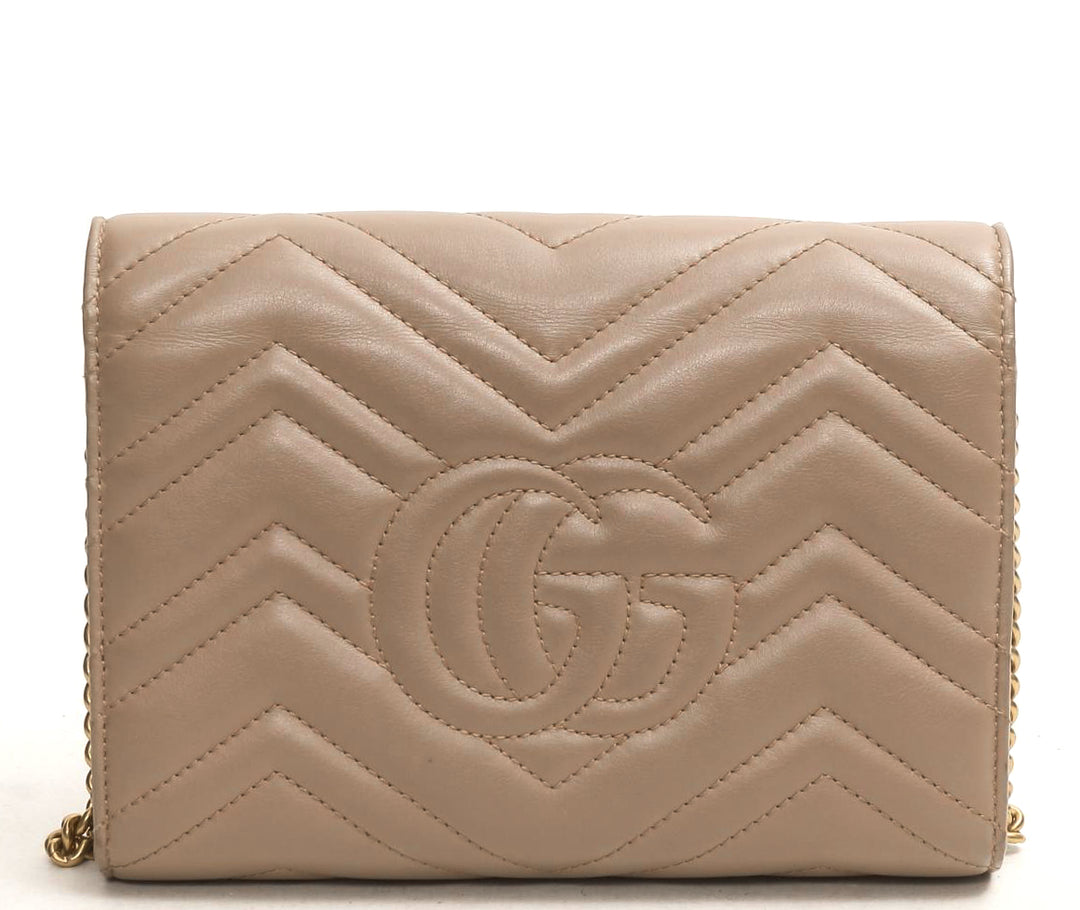 gg marmont matelasse leather wallet on a chain bag