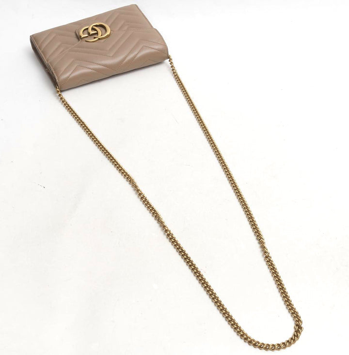 gg marmont matelasse leather wallet on a chain bag