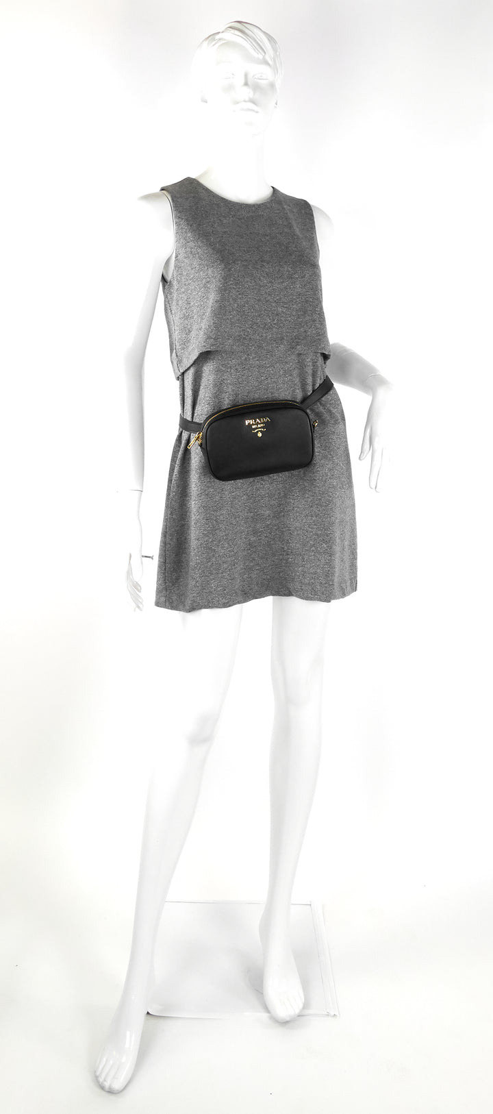 saffiano leather belt bag with detachable chain strap