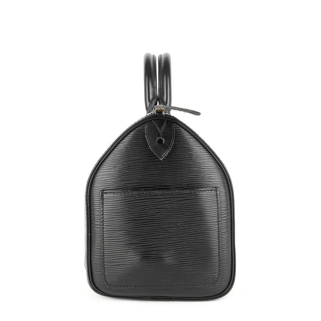 speedy 25 black epi leather bag