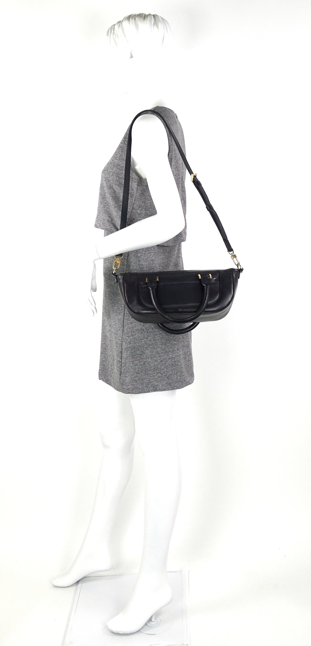 dhanura black epi leather handbag