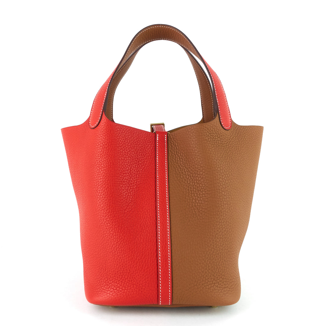 picotin lock 22 mm bicolour clemence leather bag