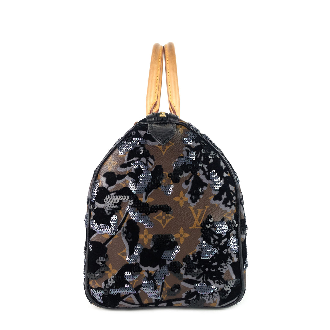 speedy 30 fleur de jais monogram canvas sequin bag