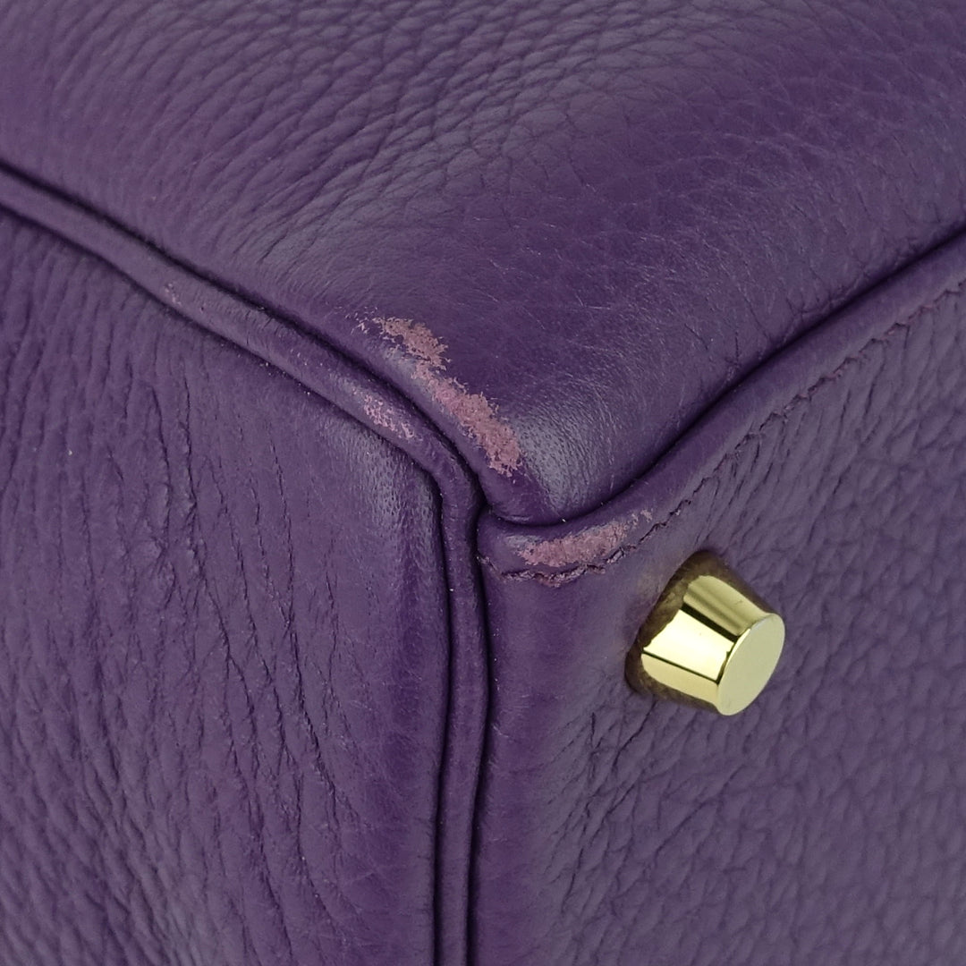kelly 35 violet clemence leather bag