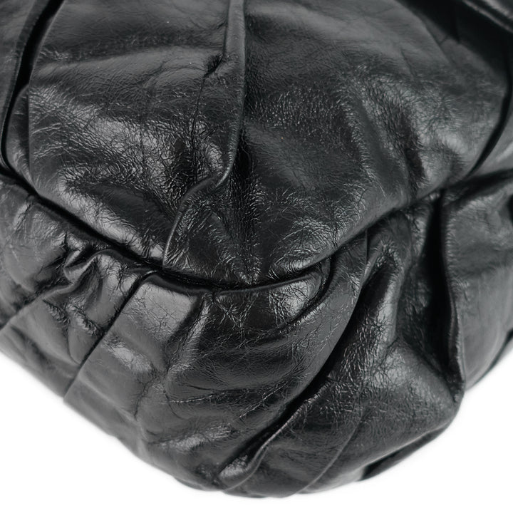 twisted flap maxi glazed calfskin leather bag