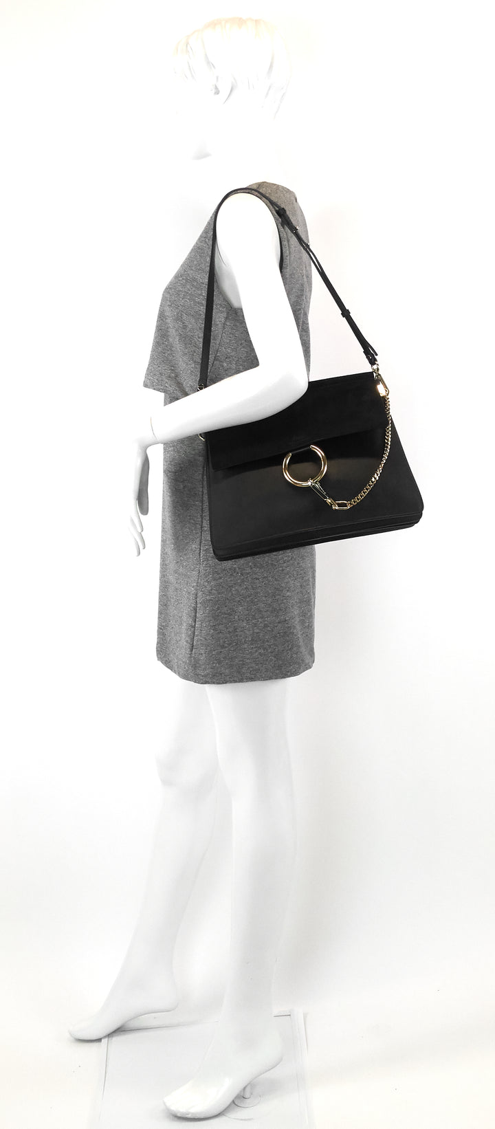 faye medium leather and suede bag