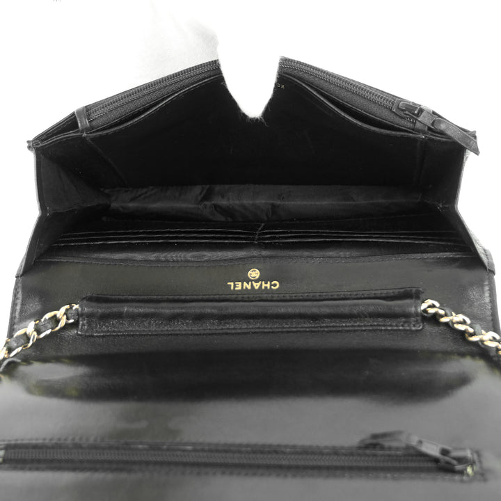 timeless wallet on chain woc vintage patent leather bag
