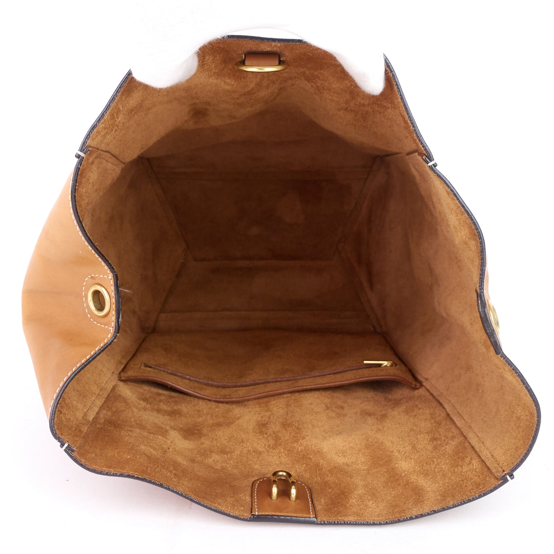 sangle large natural calfskin leather bucket bag