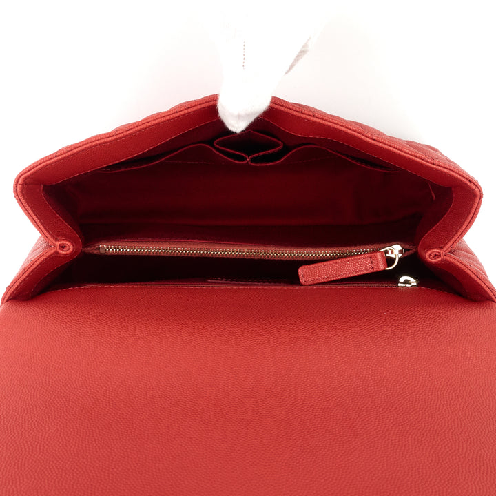 coco top handle small caviar leather bag