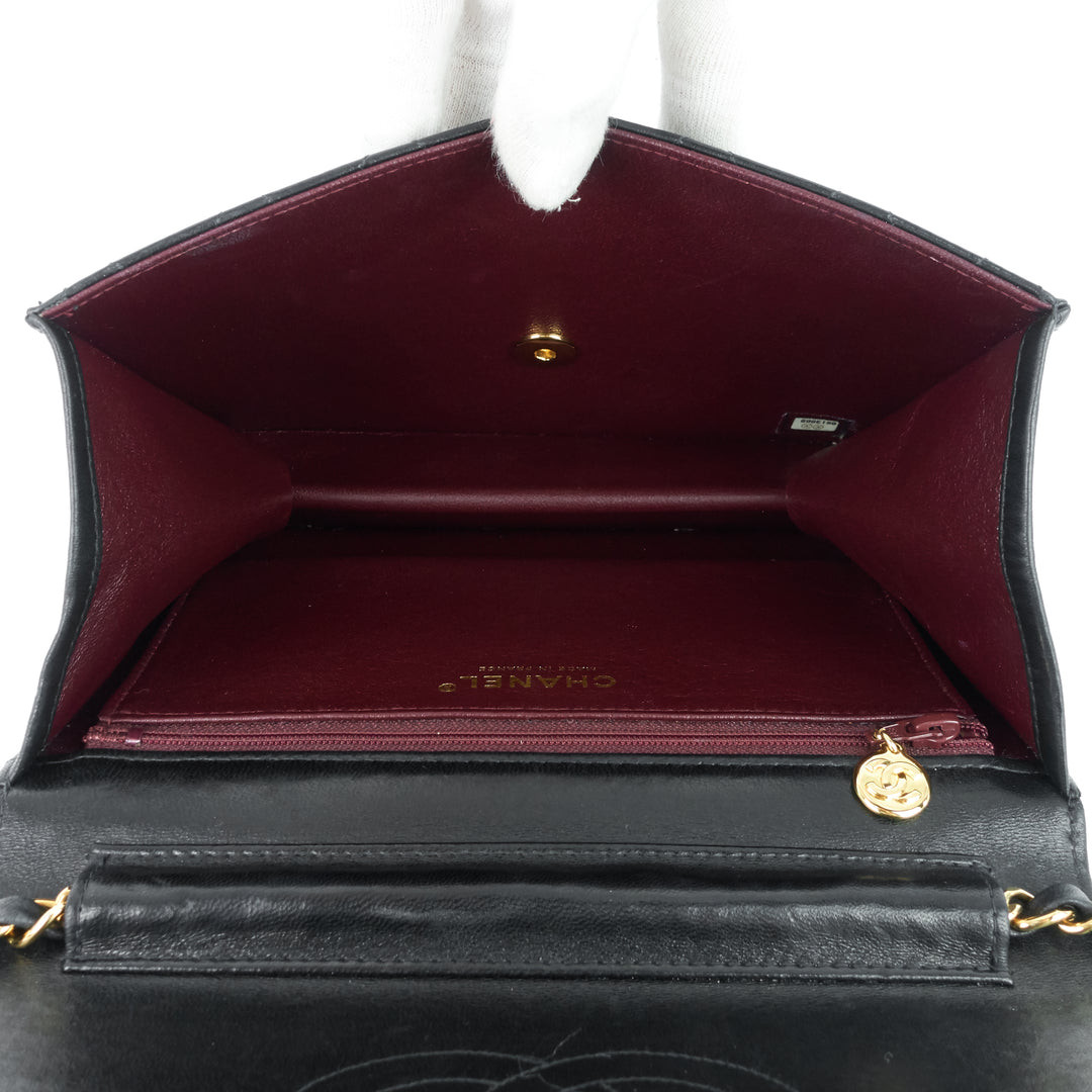 single flap lambskin leather shoulder bag