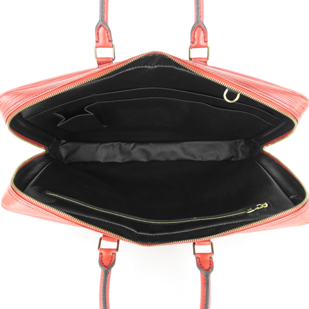 porte-documents voyage red epi leather briefcase bag