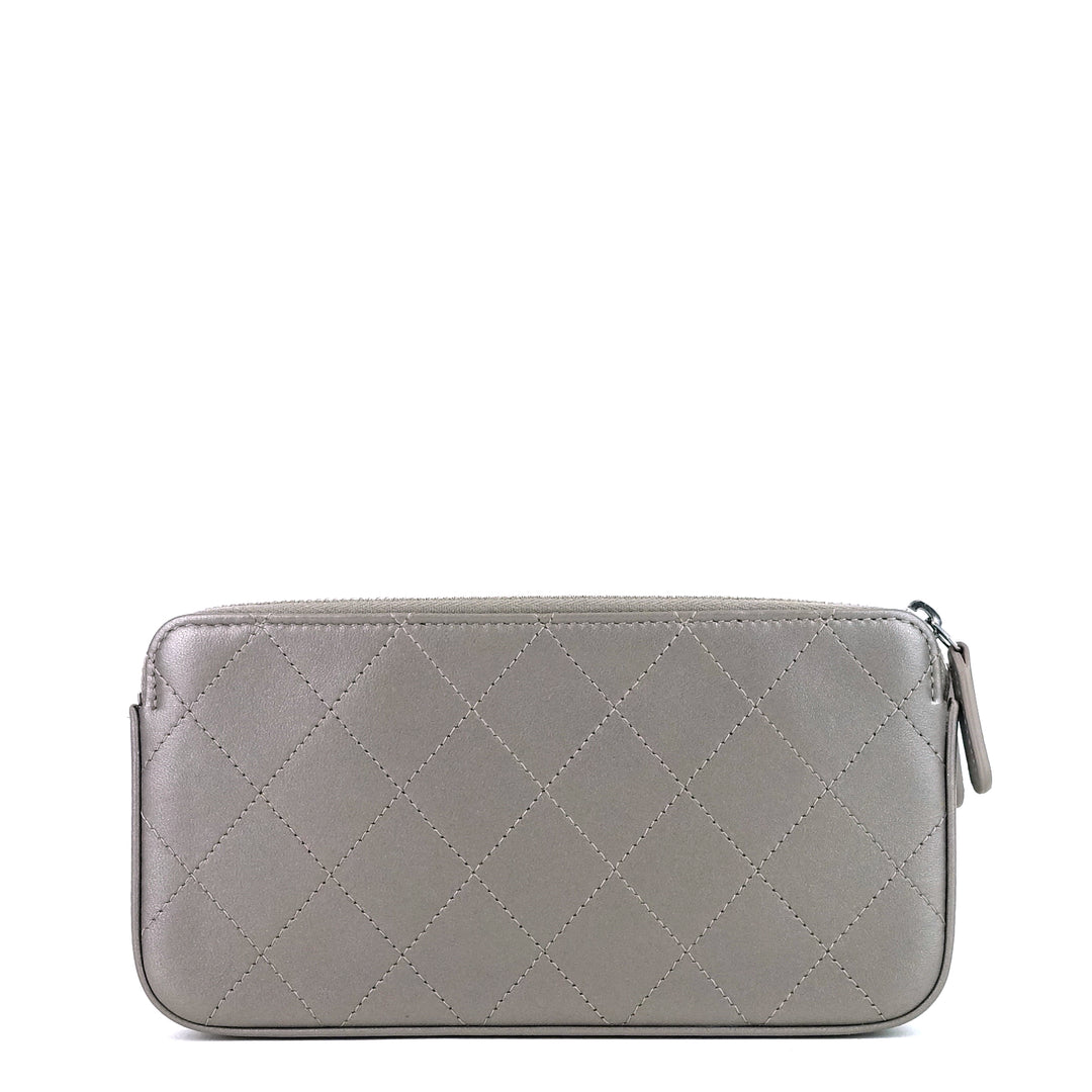clutch with chain flat quilt leather bag