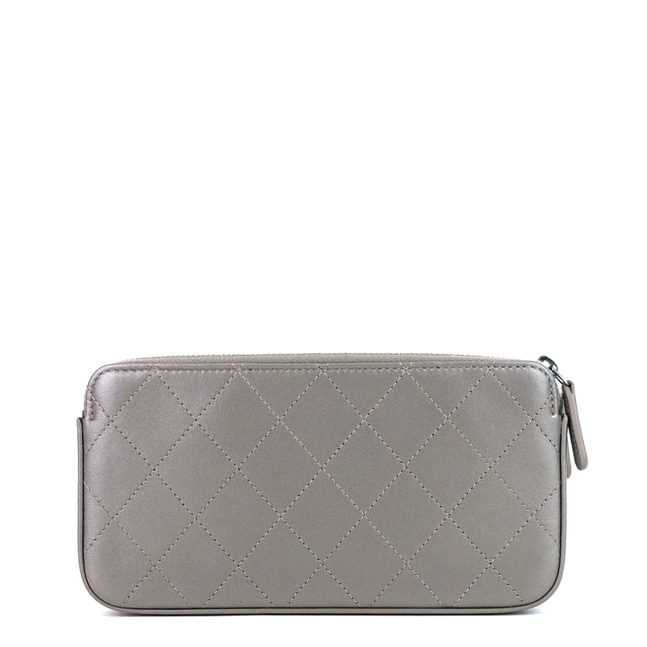 clutch with chain flat quilt leather bag