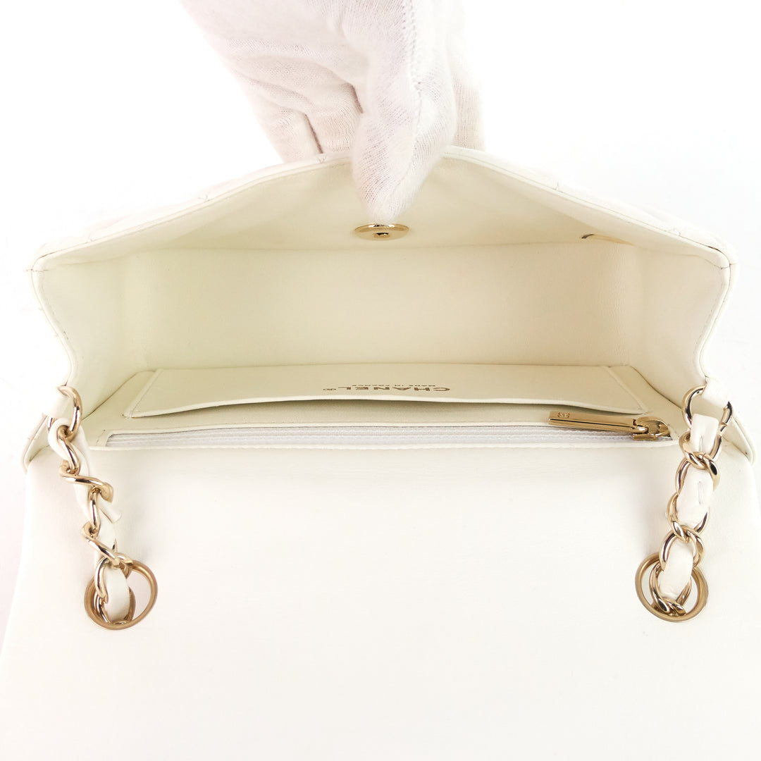 classic single flap mini lambskin leather bag