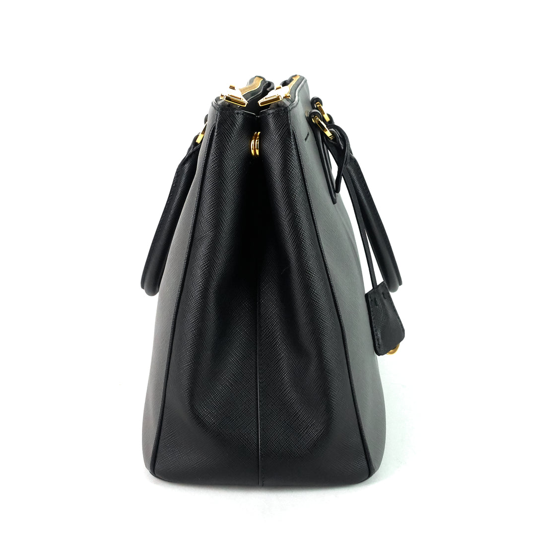double zip lux medium saffiano leather tote bag