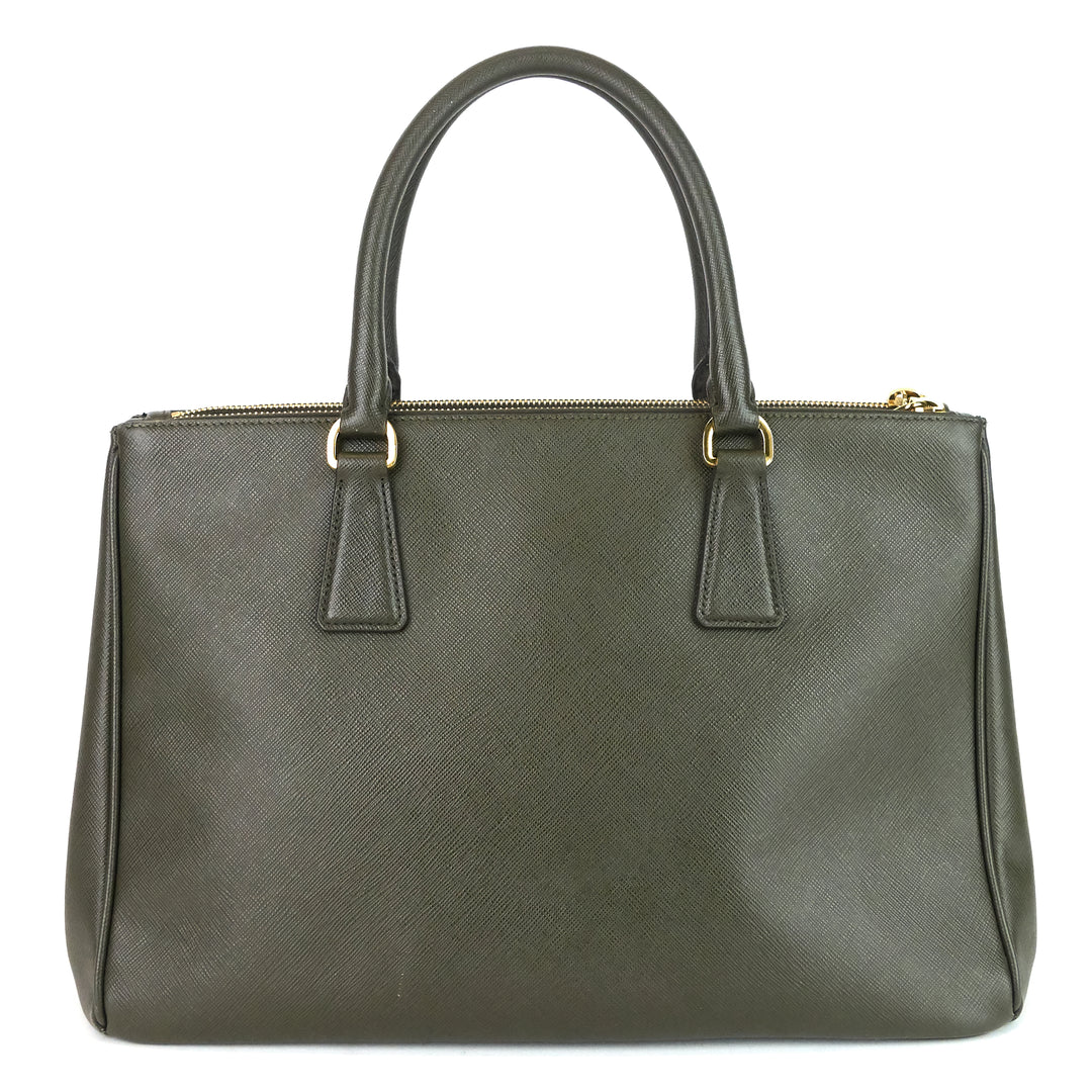 saffiano lux military green double-zip bag