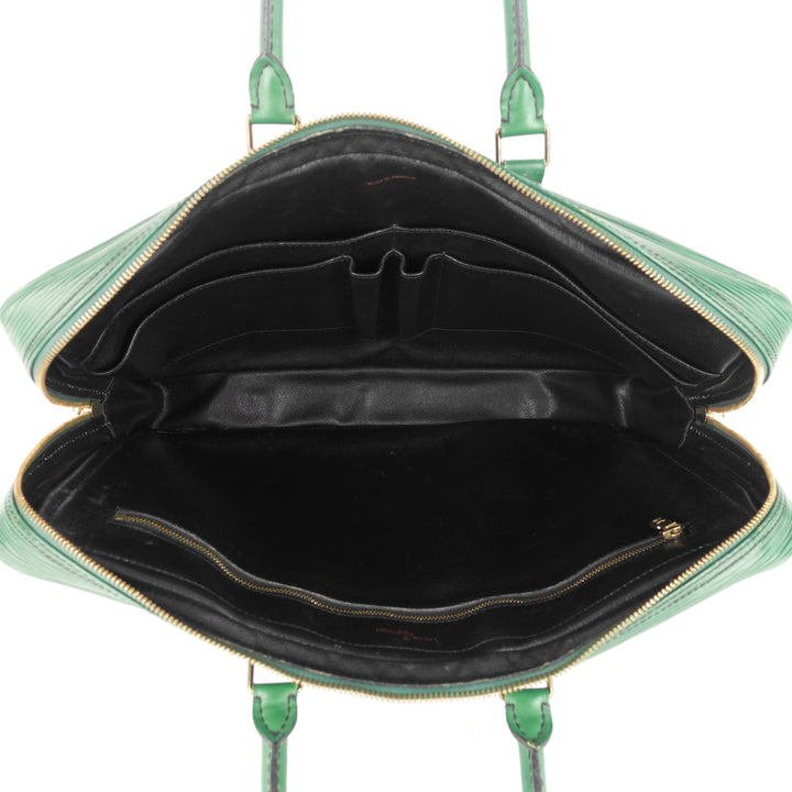 porte-documents voyage green epi leather briefcase bag