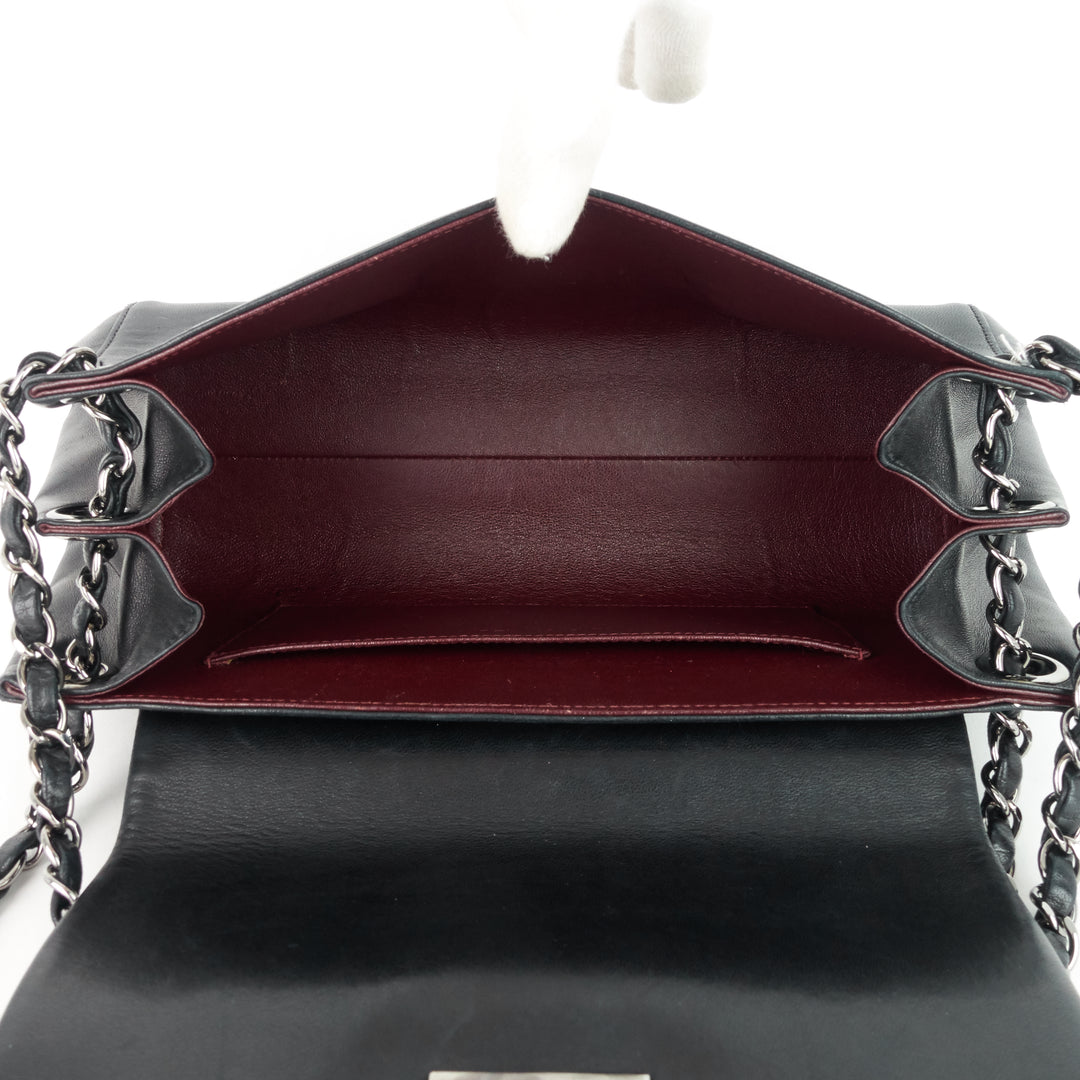 lambskin leather fliplock shoulder bag