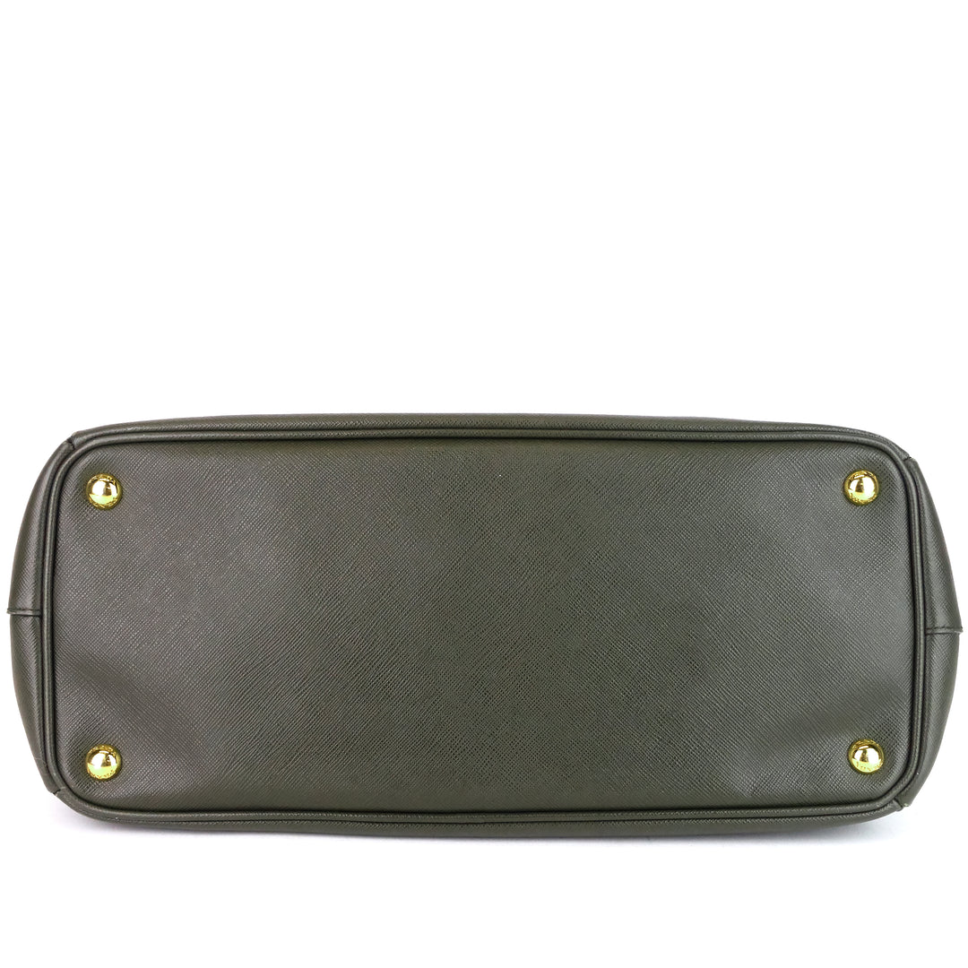 saffiano lux military green double-zip bag