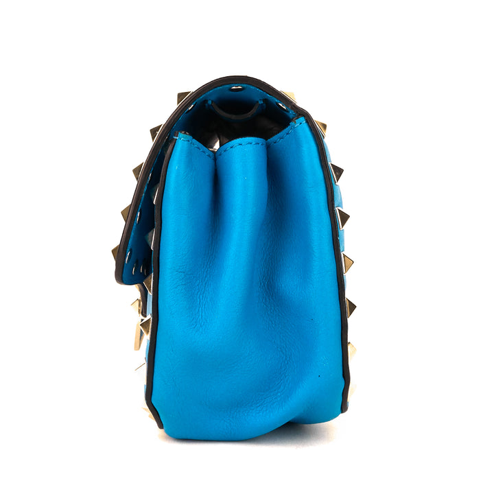 rockstud flip lock flap mini leather bag