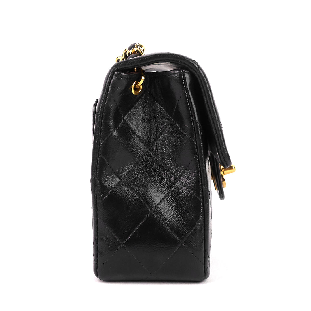 square classic flap mini lambskin leather bag