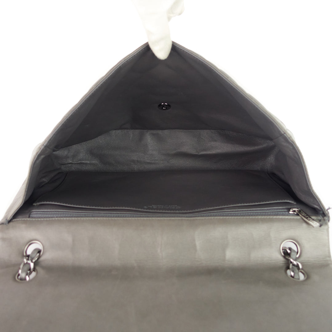 maxi flap lambskin leather bag