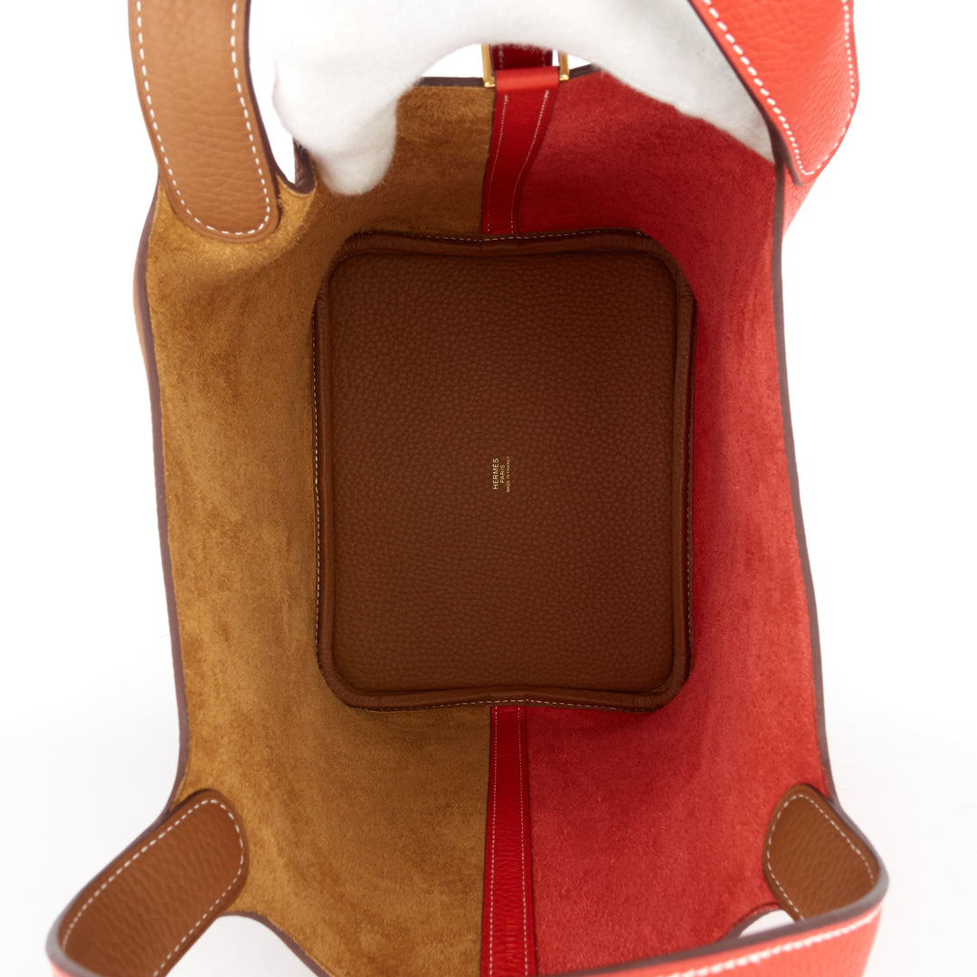 picotin lock 22 mm bicolour clemence leather bag