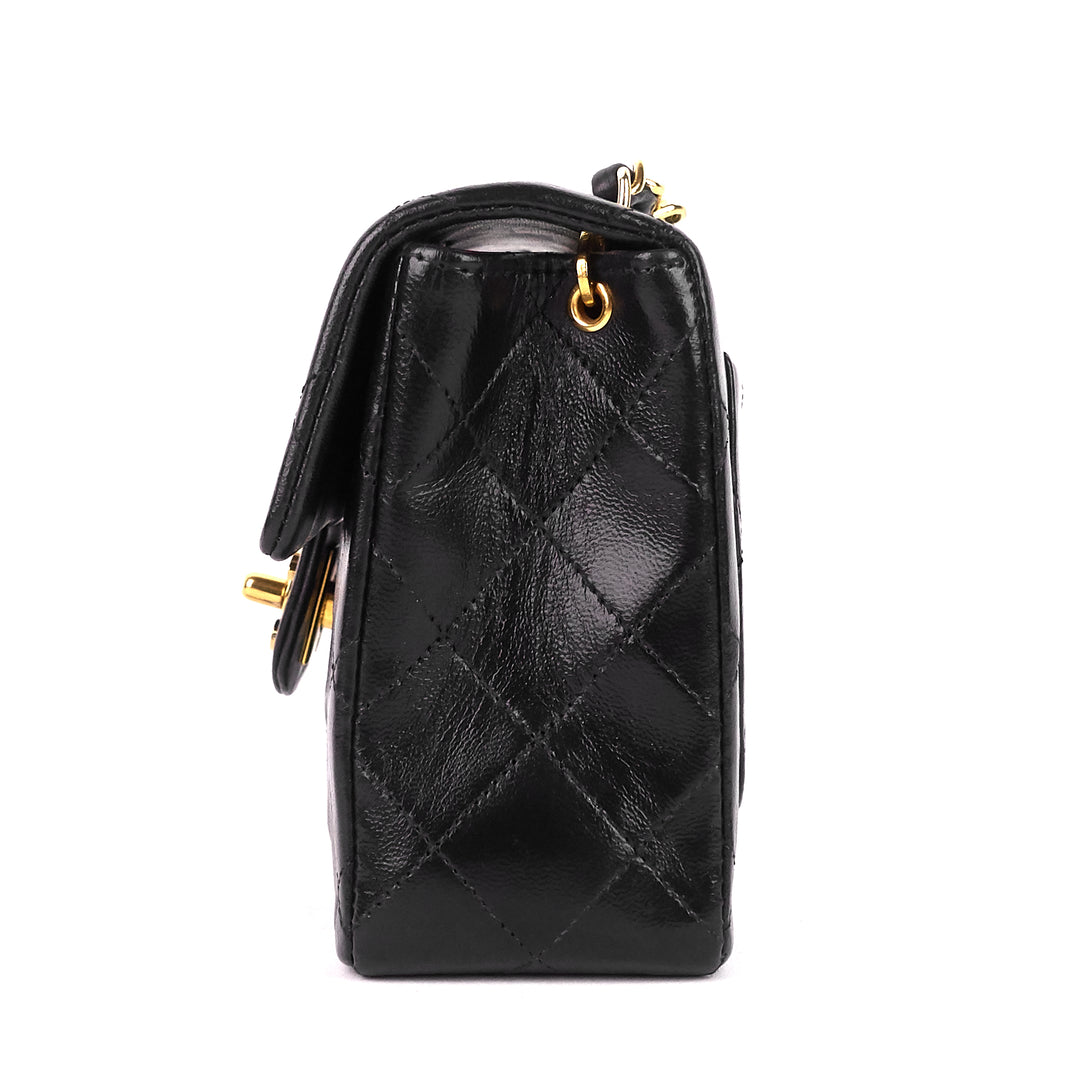 square classic flap mini lambskin leather bag