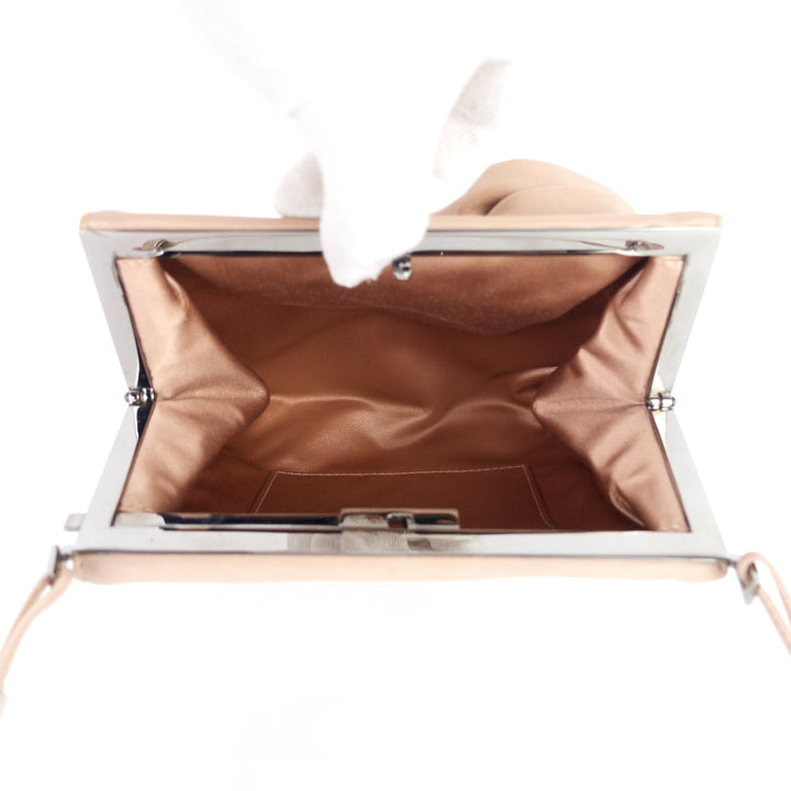 rosette lambskin leather clutch bag