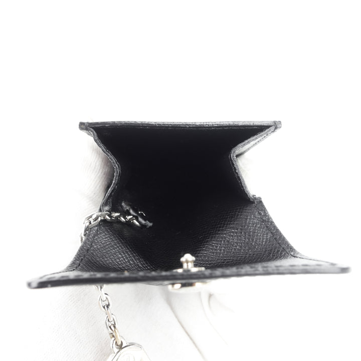 porte cles badge ardoise taiga leather pouch keychain