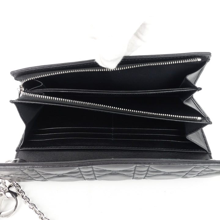 cannage leather wallet on chain