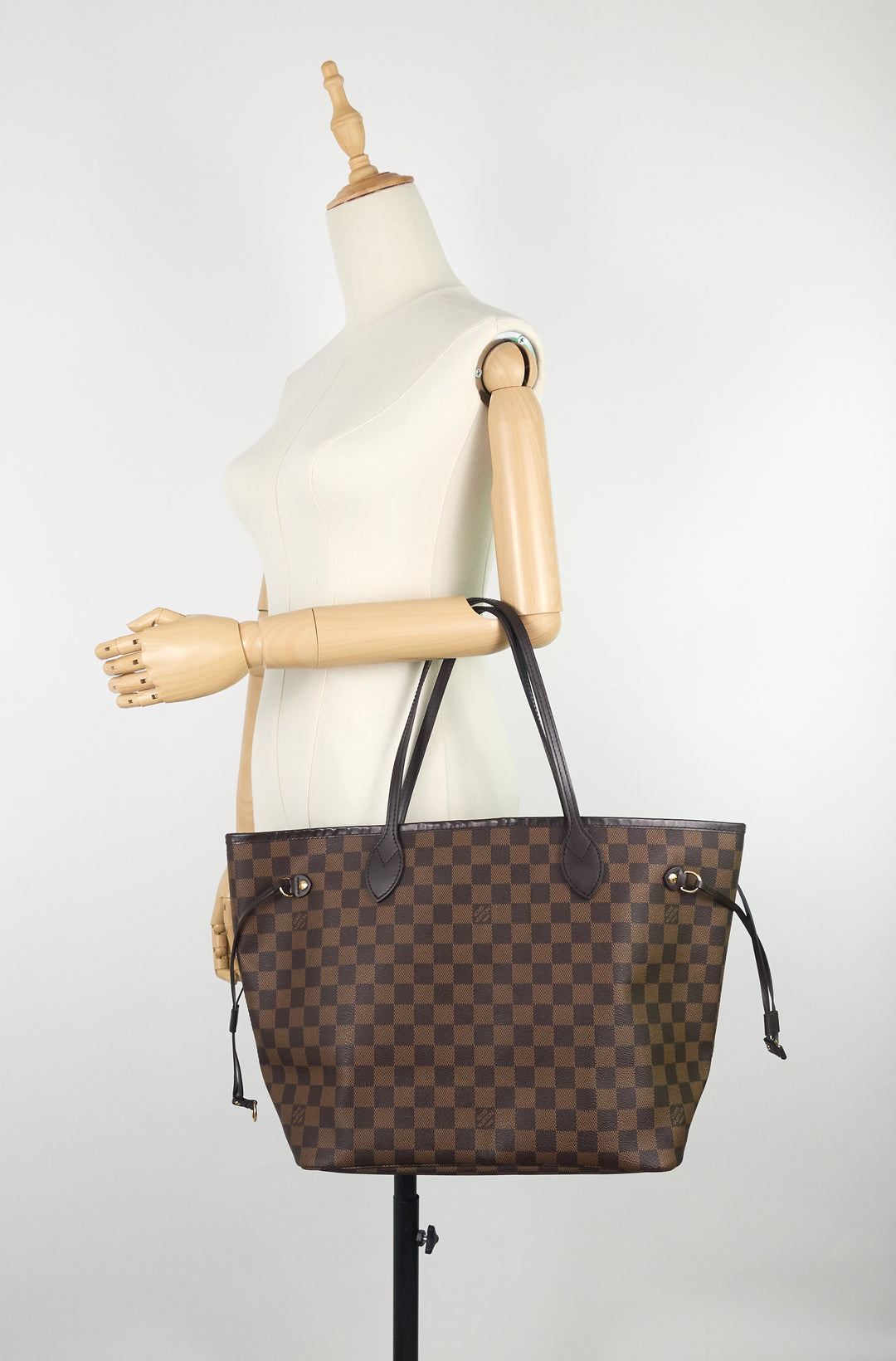 neverfull mm damier ebene canvas bag with pouch