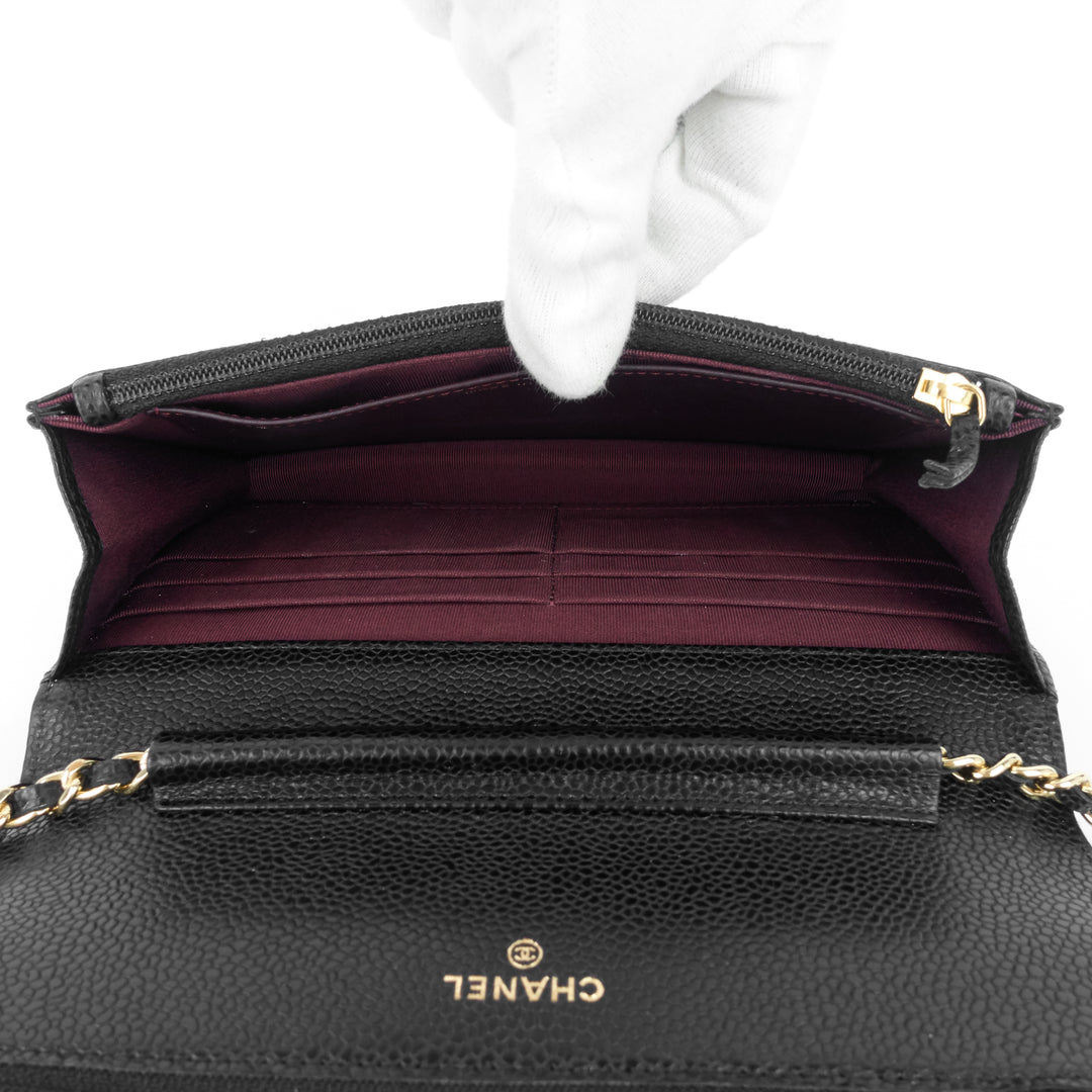 wallet on chain caviar leather bag