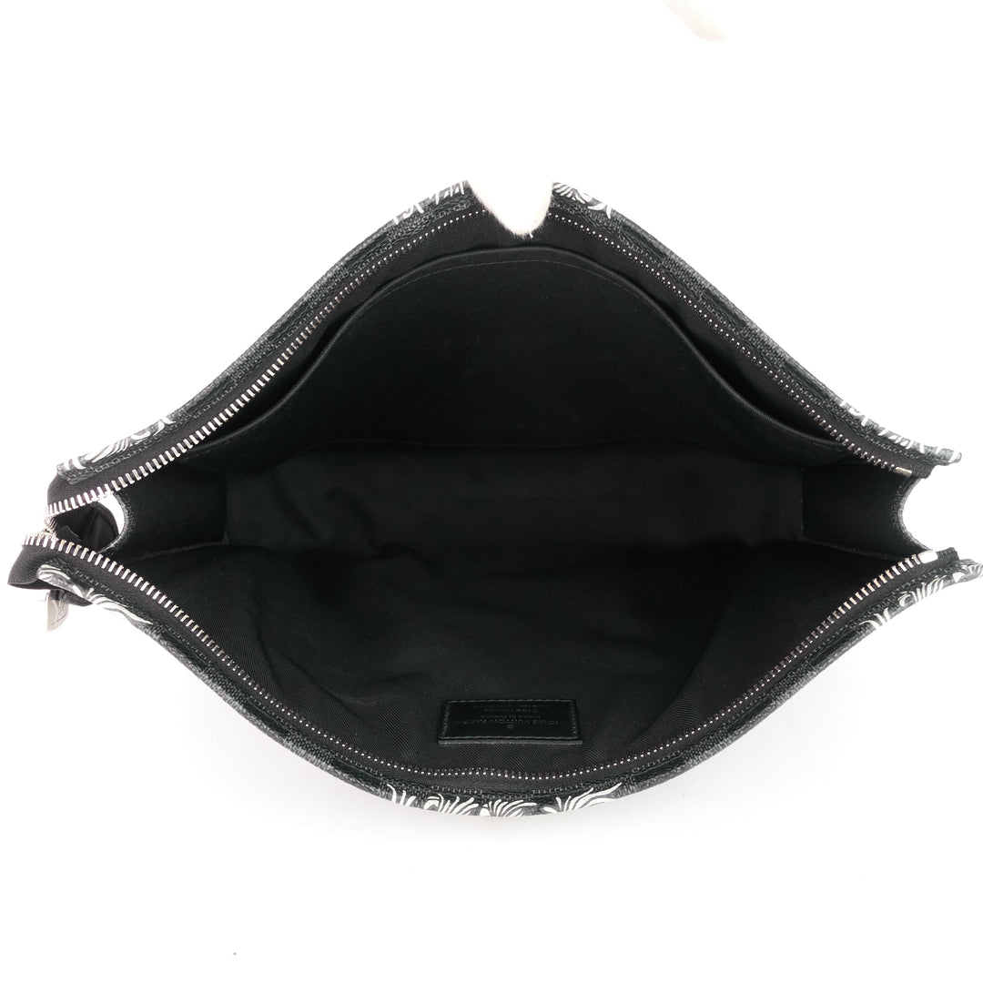 pochette voyage rope damier graphite canvas clutch bag