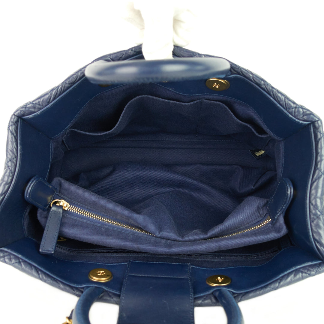 coco handle medium lambskin leather shopping tote bag
