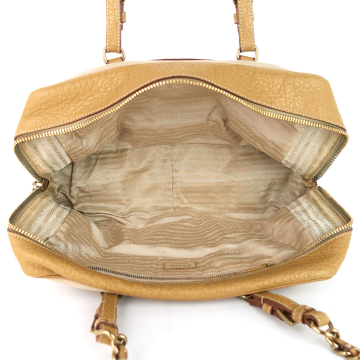 canvas and leather shoulder bag