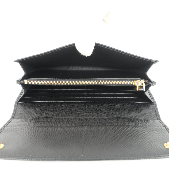 saffiano leather continental logo wallet with insert