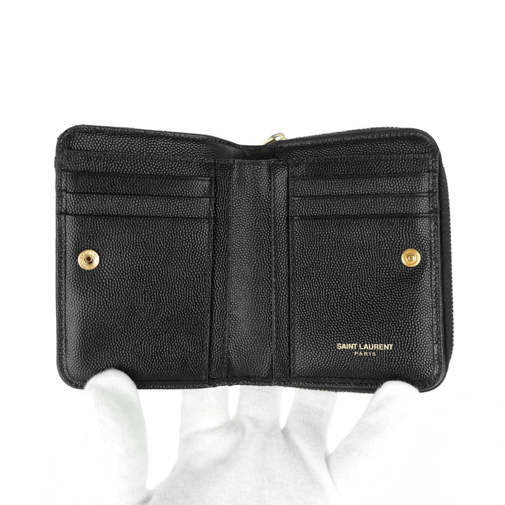 grain de poudre embossed leather zip around wallet