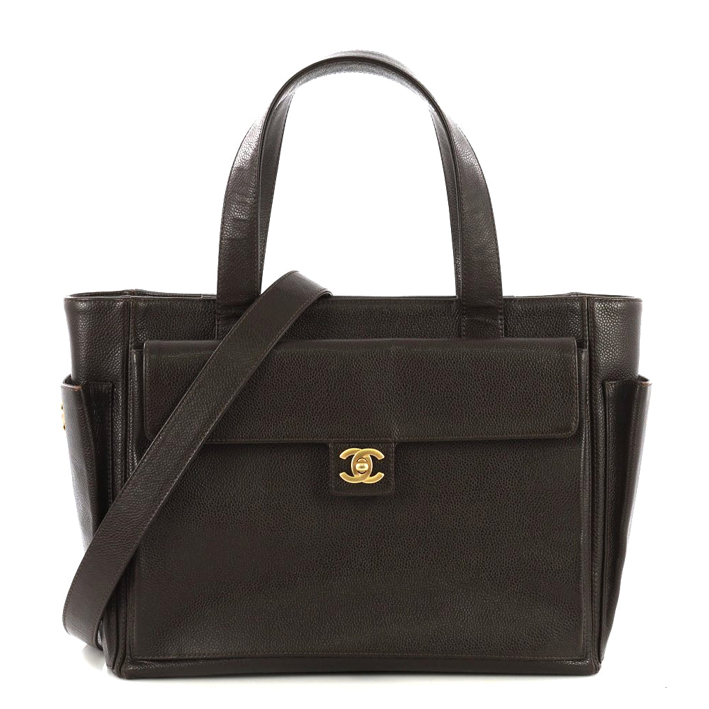 Medium Caviar Leather Front Pocket Tote Bag – Poshbag Boutique